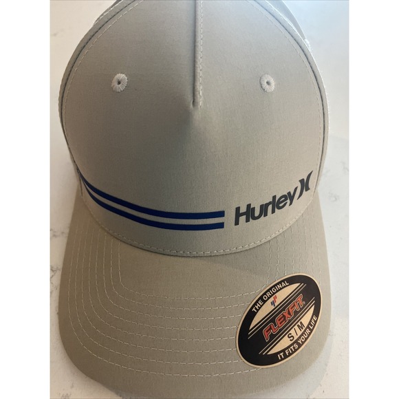 Hurley H20-Dri Line Up Hat Stone FlexFit Adult Small / Medium S/M  Cap Cream NWT - Picture 1 of 6